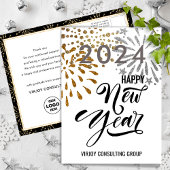 Modernes Script Gold Silber Fireworks Business Postkarte