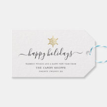 Modernes Script Gold Snowflake Business Holiday