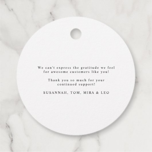 Modernes Script Gold Snowflake Holiday Business Geschenkanhänger (Rückseite)