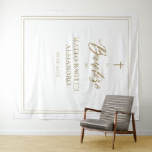 Modernes Script Gold Spanischer Bautizo Hintergrun Wandteppich (Beispiel (Horizontal))