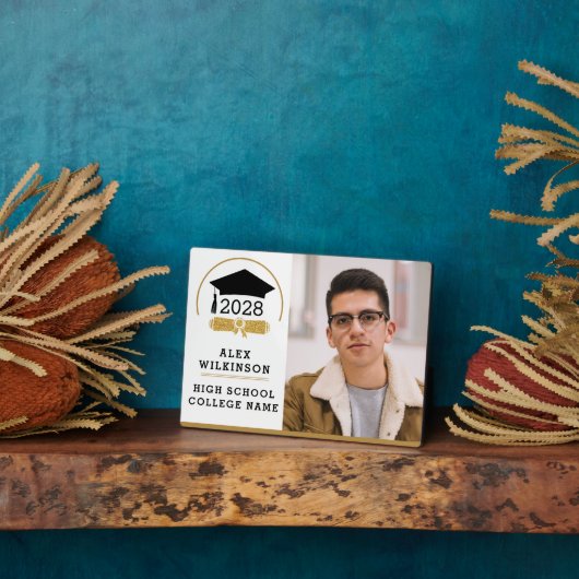 Modernes Script Grad Cap Einfaches Abschluss Foto Fotoplatte (Seite)