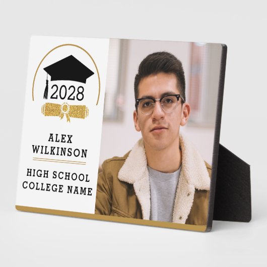 Modernes Script Grad Cap Einfaches Abschluss Foto Fotoplatte (Seite)