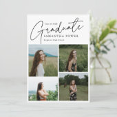 Modernes Script Graduate 10 Fotos Abschluss Ankündigung (Stehend Vorderseite)