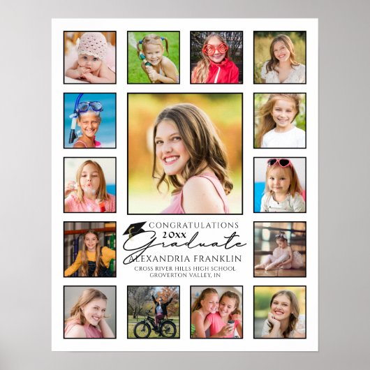 Modernes Script Graduate 15 Foto Collage Poster (Vorne)