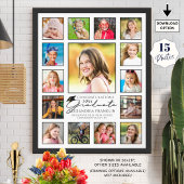 Modernes Script Graduate 15 Foto Collage Poster