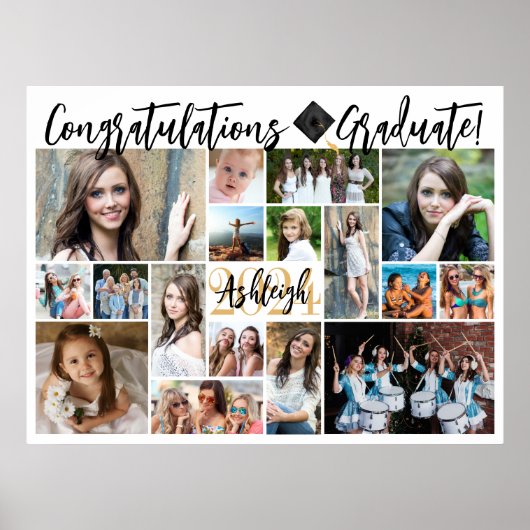 Modernes Script Graduate 17 Foto Collage Poster (Vorne)