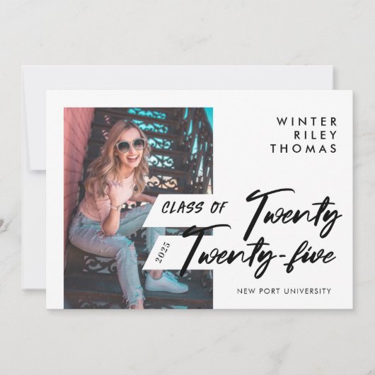 Modernes Script-Graduate 24 Foto Einladung (Vorderseite)