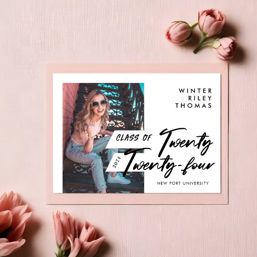 Modernes Script-Graduate 24 Foto Einladung