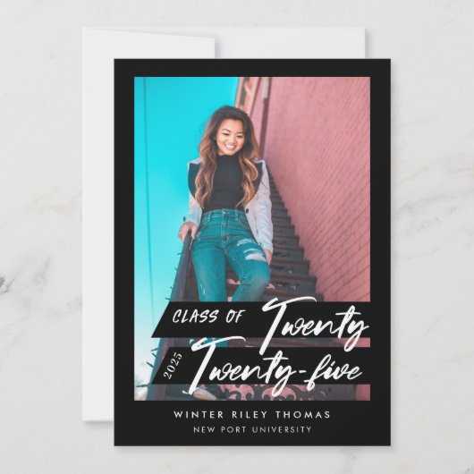 Modernes Script-Graduate 24 Foto Einladung (Vorderseite)