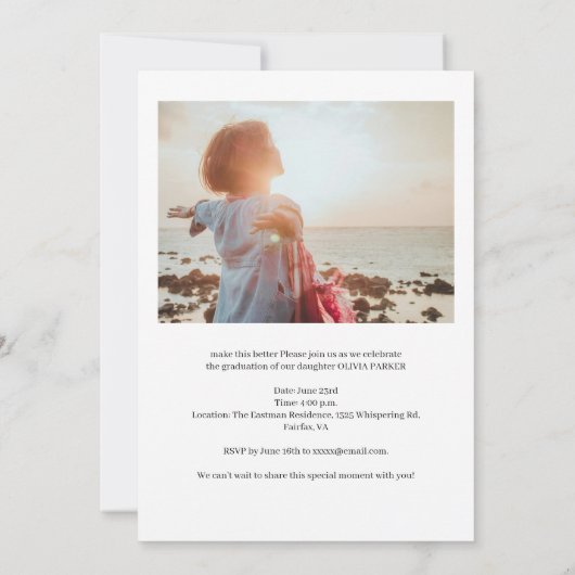 Modernes Script Graduate 2 Foto Abschluss Einladung (Rückseite)