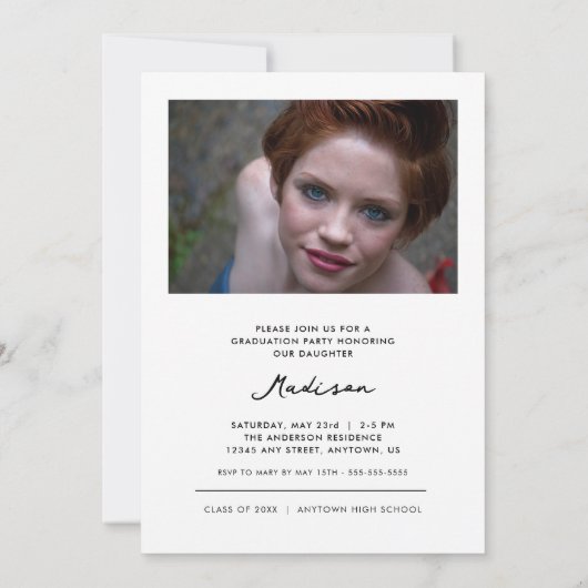 Modernes Script Graduate 2 Foto Abschluss Einladung (Rückseite)