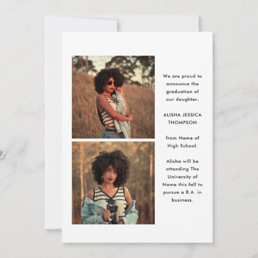 Modernes Script Graduate 3 Foto Collage Abschluss Ankündigung (Rückseite)