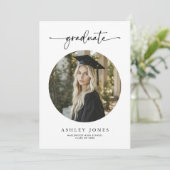 Modernes Script Graduate 4 Foto Collage Abschluss Einladung (Stehend Vorderseite)