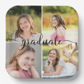 Modernes Script GRADUATE 4 Foto Collage Paper Plat Pappteller (Vorderseite)