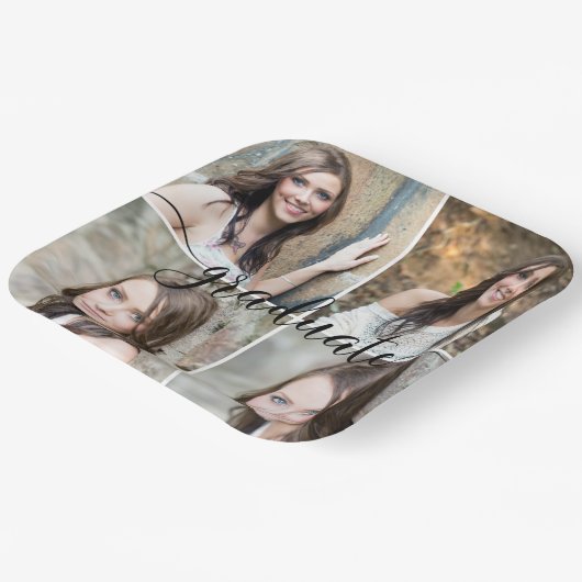 Modernes Script GRADUATE 4 Foto Collage Pappteller (Gewinkelt)