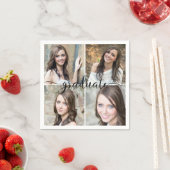 Modernes Script GRADUATE 4 Foto Collage Serviette (Beispiel)
