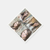 Modernes Script GRADUATE 4 Foto Collage Serviette (Ecke)