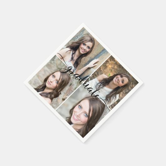 Modernes Script GRADUATE 4 Foto Collage Serviette (Ecke)