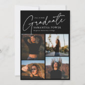 Modernes Script Graduate 4 Fotos Abschluss Ankündigung (Vorderseite)