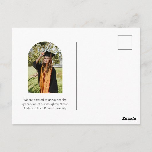 Modernes Script Graduate Arch 2 Foto Ankündigung Postkarte (Rückseite)