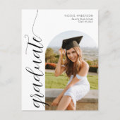 Modernes Script Graduate Arch Foto Einladung Postkarte (Vorderseite)