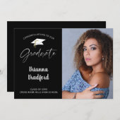 Modernes Script Graduate Black Ankündigung (Vorne/Hinten)