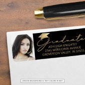 Modernes Script Graduate Cap Foto Black Gold