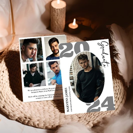 Modernes Script Graduate Einfaches Foto Abschluss Ankündigung