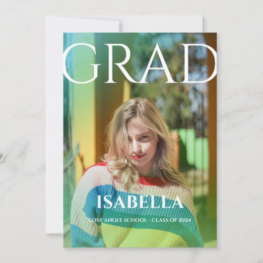 Modernes Script Graduate Einfaches Foto Abschluss Ankündigung (Vorderseite)