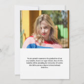 Modernes Script Graduate Einfaches Foto Abschluss Ankündigung (Rückseite)