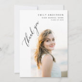 Modernes Script Graduate Einfaches Foto Abschluss Dankeskarte (Vorderseite)