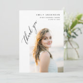 Modernes Script Graduate Einfaches Foto Abschluss Dankeskarte (Stehend Vorderseite)