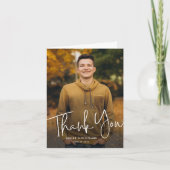 Modernes Script Graduate Einfaches Foto Abschluss Dankeskarte (Vorderseite)