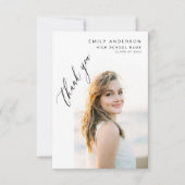 Modernes Script Graduate Einfaches Foto Abschluss Dankeskarte (Vorderseite)