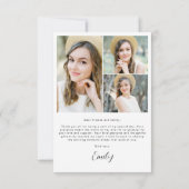 Modernes Script Graduate Einfaches Foto Abschluss Dankeskarte (Rückseite)