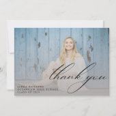 Modernes Script Graduate Einfaches Foto Abschluss Dankeskarte (Vorderseite)