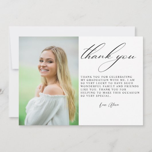 Modernes Script Graduate Einfaches Foto Abschluss Dankeskarte (Rückseite)