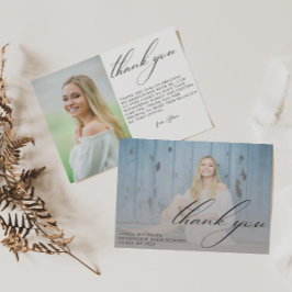 Modernes Script Graduate Einfaches Foto Abschluss Dankeskarte