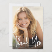 Modernes Script Graduate Einfaches Foto Abschluss Dankeskarte (Vorderseite)