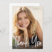 Modernes Script Graduate Einfaches Foto Abschluss Dankeskarte (Vorne/Hinten)