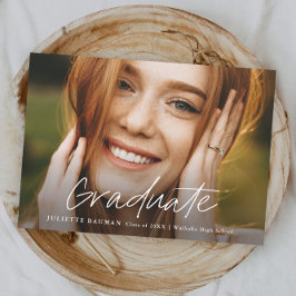 Modernes Script Graduate Einfaches Foto Abschluss Einladung