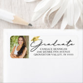 Modernes Script Graduate Foto Black Gold Cap Label (Insitu)