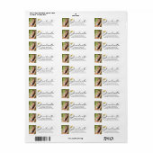 Modernes Script Graduate Foto Black Gold Cap Label (Vorne)