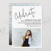 Modernes Script Graduate Foto Einladung (Vorne/Hinten)