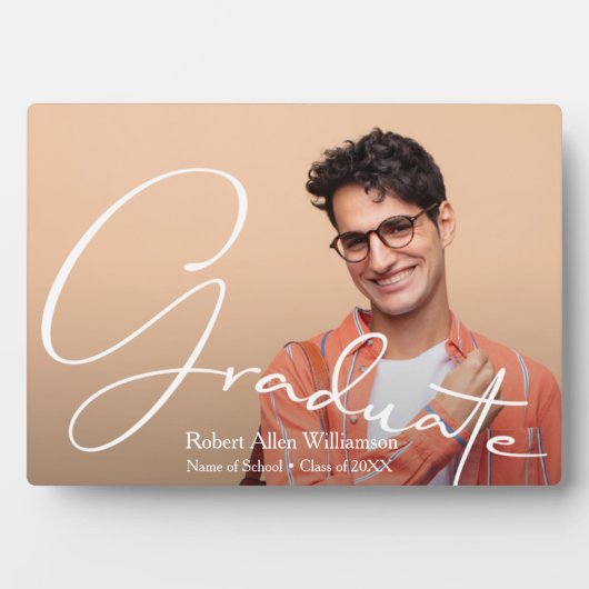 Modernes Script Graduate Foto Fotoplatte (Vorderseite)