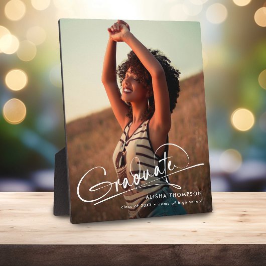 Modernes Script Graduate Foto Geschenk Abschluss Fotoplatte