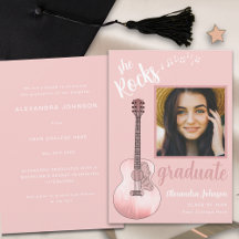 Modernes Script Graduate Foto Pink Guitar