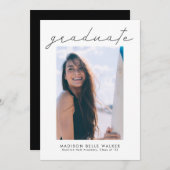 Modernes Script Graduation Party Foto Einladung (Vorne/Hinten)