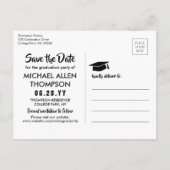 Modernes Script Graduation Party Foto Save the Dat Postkarte (Rückseite)