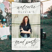 Modernes Script Graduation Party Foto Willkommen Banner